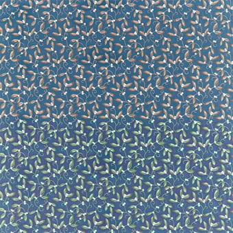 Stoff Mistletoe Stickerei May Blue Morris and Co