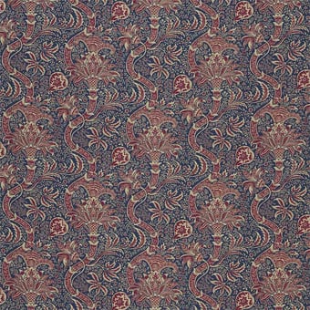 Stoff Indian Indigo/Red Morris and Co