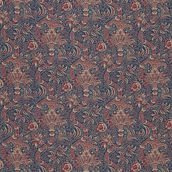 Stoff Indian Indigo/Red Morris and Co