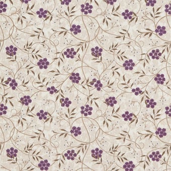 Stoff Jasmine Embroidery Aubergine/Olive Morris and Co