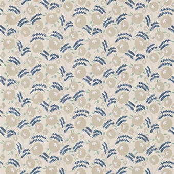 Stoff Wightwick Embroidery Ecru/Indigo Morris and Co