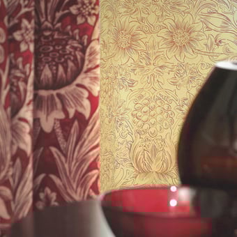 Tapete Sunflower Etch Church Red/Biscuit Morris and Co