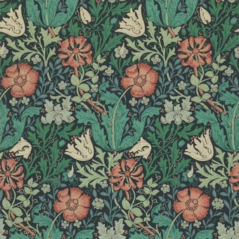 Papier peint Compton Indigo/Russet Morris and Co