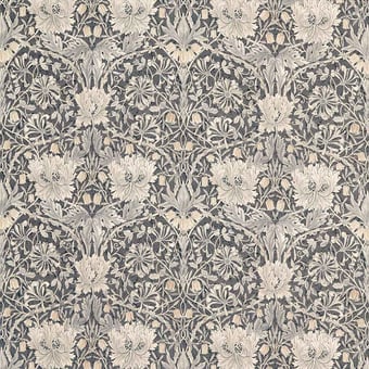 Stoff Pure Honeysuckle & Tulip Print Black Ink Morris and Co