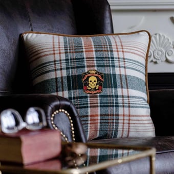 Monterey Plaid Wool Cushion Taupe Mindthegap