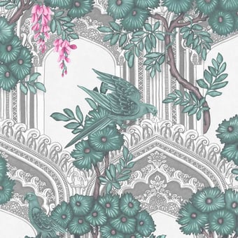 Babylon Wallpaper Tones of teal/Pink Cole and Son