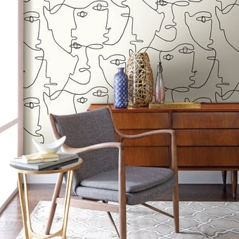Selbstklebende Tapete Pablo Portraits White/Black York Wallcoverings