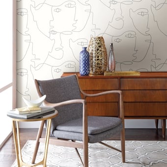 Carta da parati adhésif Pablo Portraits White/Silver York Wallcoverings