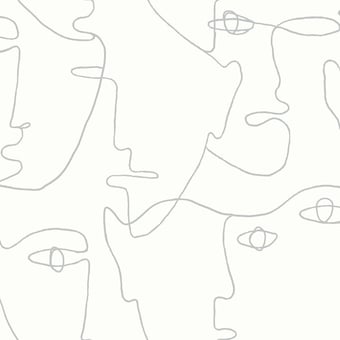 Carta da parati adhésif Pablo Portraits White/Silver York Wallcoverings