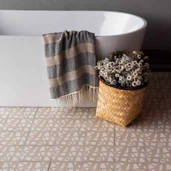 Piastrella di cemento Grid Pure White Silk Marrakech Design