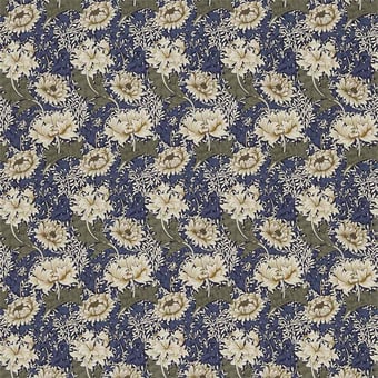 Stoff Chrysanthemum Indigo Cream Indigo Cream Morris and Co