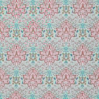 Tissu Artichoke Embroidery Aqua Coral Morris and Co