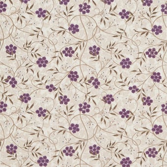 Tessuto Jasmine Embroidery Aubergine Olive Morris and Co