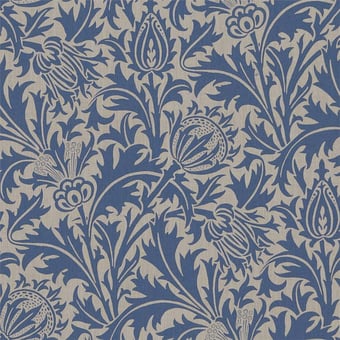 Thistle Fabric Indigo Linen Morris and Co
