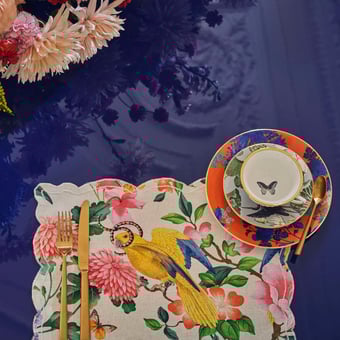 Golden Parrot Fabric Ivory Clarke and Clarke