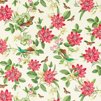 Pink Lotus Fabric Ivory Clarke and Clarke