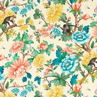 Tela Sapphire Garden Ivory Clarke and Clarke