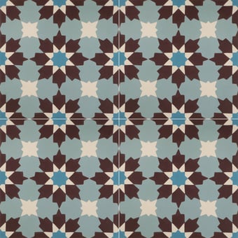 Carreau ciment Safi Roz Ivory, Dark Chocolate, Celeste Blue, Cosmos, Grey Green De Tegel