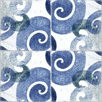 Piastrella Barocco carré Blue/Green Slowtile