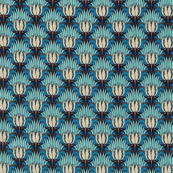Tulip and Bird Fabric Opal & Sea Foam Archive