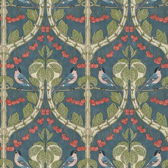 Birds & Cherries Wallpaper Red/Green GP & J Baker