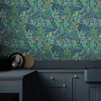 Trumpet Flowers Wallpaper Red/Green GP & J Baker