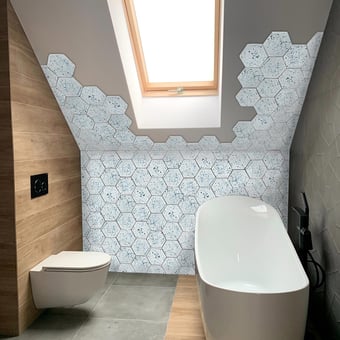 Piastrella Schizzi hexagone Blue/Red Slowtile