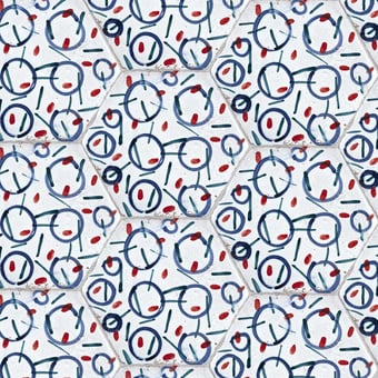 Piastrella Pinocchio hexagone Brown/Blue/Red Slowtile