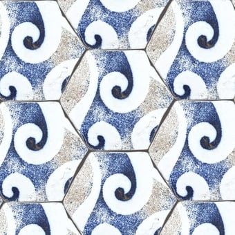 Piastrella Barocco hexagone Sand/Blue Slowtile