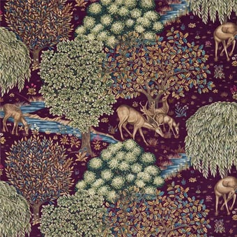 Samt The Brook Tapestry Red Morris and Co