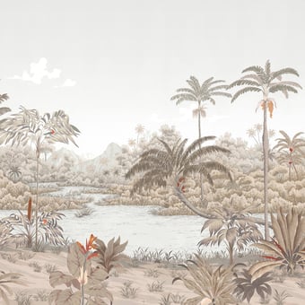 Papel pintado mural panorámico Rivière des Parfums Sépia 150x330 cm - 3 tiras - Parte A Isidore Leroy