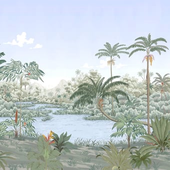 Papel pintado mural panorámico Rivière des Parfums Naturel 150x330 cm - 3 tiras - Parte A Isidore Leroy