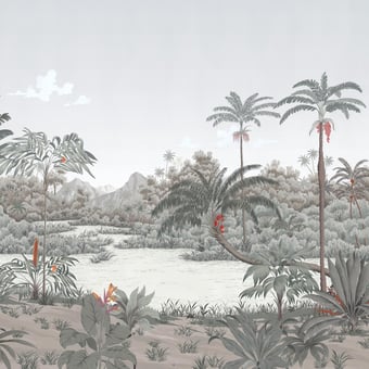 Papel pintado mural panorámico Rivière des Parfums Gris 150x330 cm - 3 tiras - Parte A Isidore Leroy