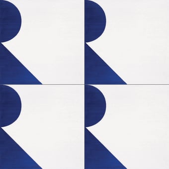 Carreau Alfabetile R Cobalt/Blanc Mavi Ceramica