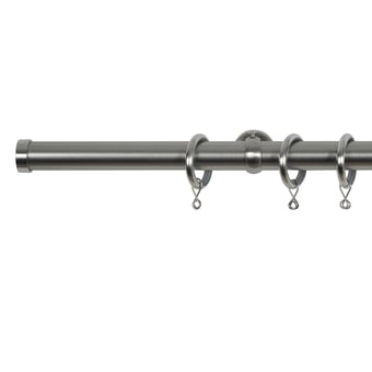 Tringle Bouchon 31 kit pose mur avec anneaux Acier Brossé Houlès