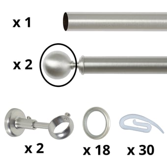 Boule 31 rod wall installation kit with rings Acier Brossé Houlès