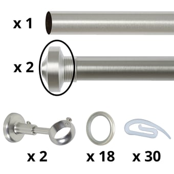 Dome 25 rod wall installation kit with rings Acier Brossé Houlès