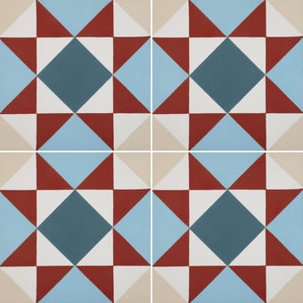 Piastrella di cemento Victorian Westminster Snow White, Ivory, Celeste Blue, Steel Blue De Tegel