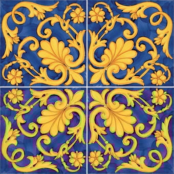 Piastrella Ieranto Arancio, Blu, Giallo Francesco De Maio
