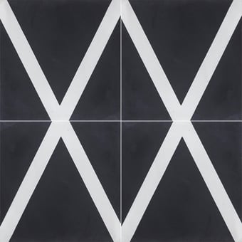 Piastrella di cemento Kelim Hook Charcoal, Pure White Marrakech Design