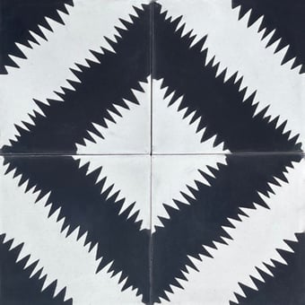 Baldosa hidráulica Zigzag on Four Kohl, Milk Popham design