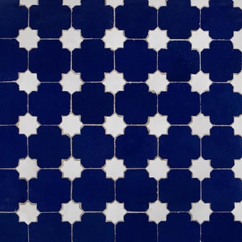 Zellige Sparkle Blanc, Bleu royal De Tegel