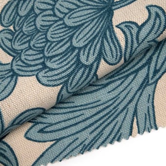 Stoff Chrysanthemum Toile Woad/Chalk Morris and Co