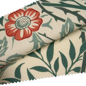 Stoff Sweet Briar Green/Coral Morris and Co