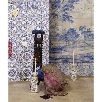 Papel pintado mural panorámico Patio Cobalt Christian Lacroix