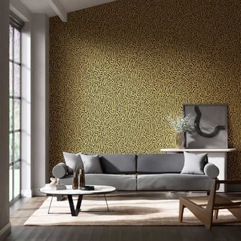 Papel pintado Melodic Gold/Black Earth Harlequin