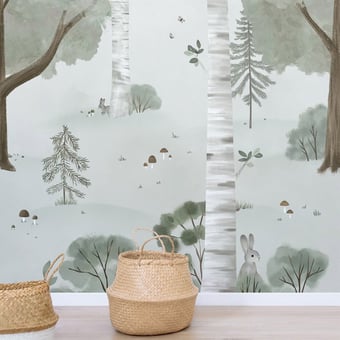 Birch Forest Panel Vert Lilipinso