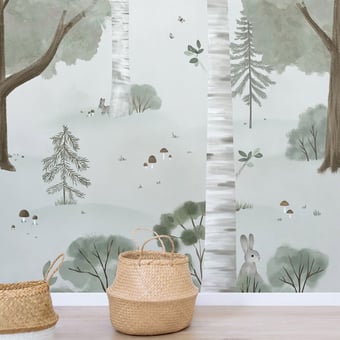 Carta da parati murale Birch Forest Vert Lilipinso