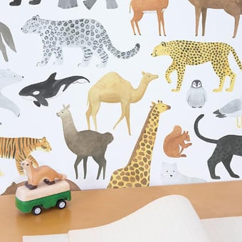Papier peint Animalia Multicolore Lilipinso