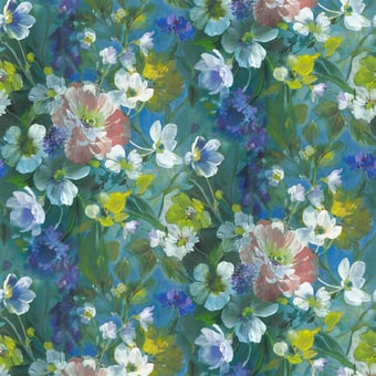Gladys Blossom Fabric Cobalt Designers Guild